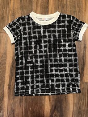 LuLaRoe Black and White Grid Short Sleeve Tee